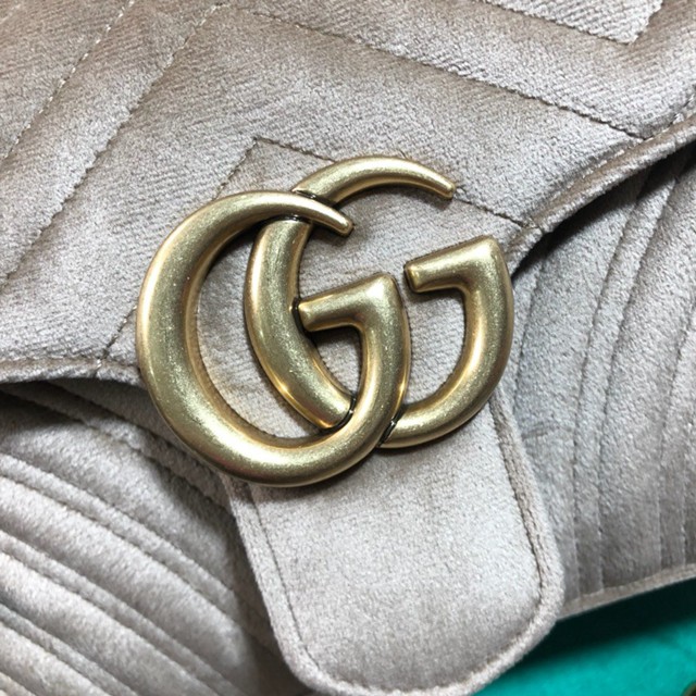 Gucci經典款女包 443497 古馳秋冬新款GG Marmont絲絨系列 Gucci鏈條斜挎女包  gqy2349